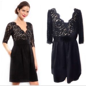 Eliza J 14 Black Fit Flare Dress Nude Eyelash Lace
